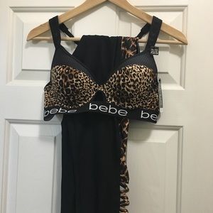 Bebe Leopard print active wear set M